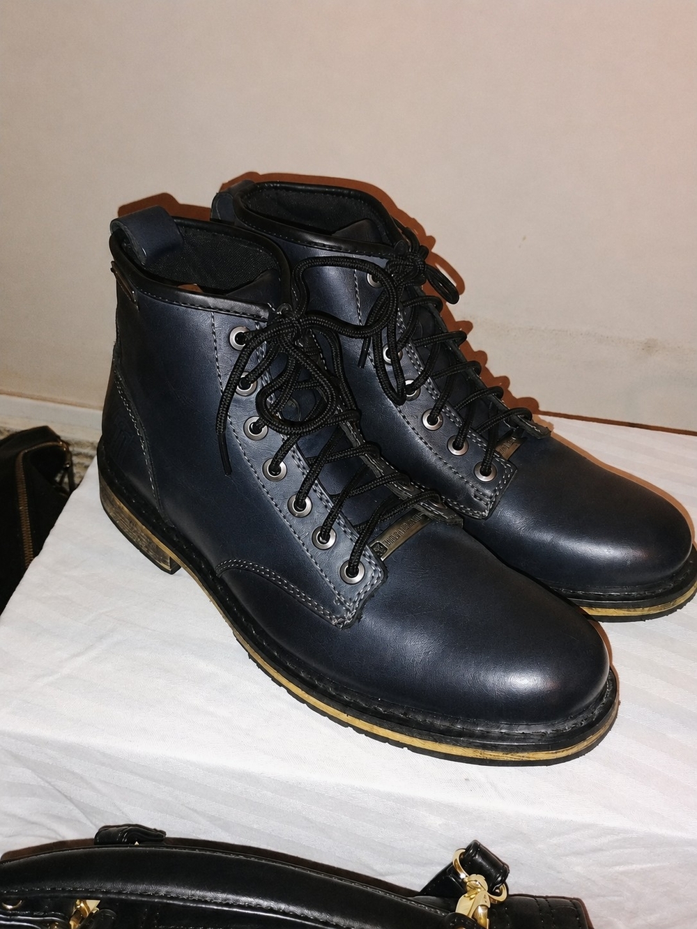 Harley-Davidson Men’s Black Leather Lace-Up Motorcycle Ankle Boots Biker